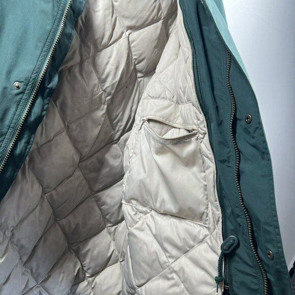 Vintage Eddie Bauer Men' Down Lined Parka Jacket Size L Solid Green Zip Pockets - Picture 14 of 15